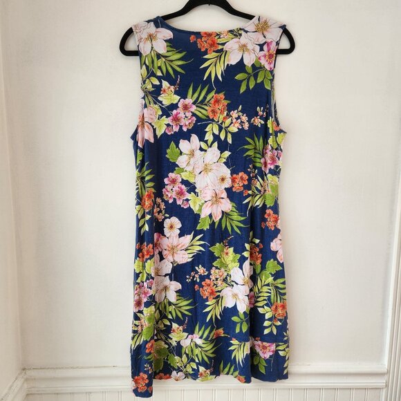 J. Jill Sleeveless Dress Floral Stretch Comfy Hawaiian Casual Petite L (LP) - Picture 2 of 8
